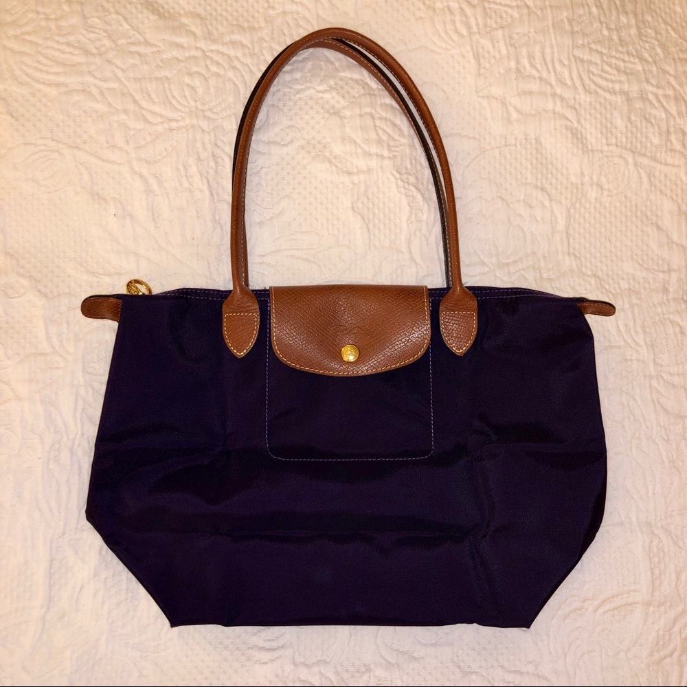 Longchamp Tote Bag in Navy and Brown